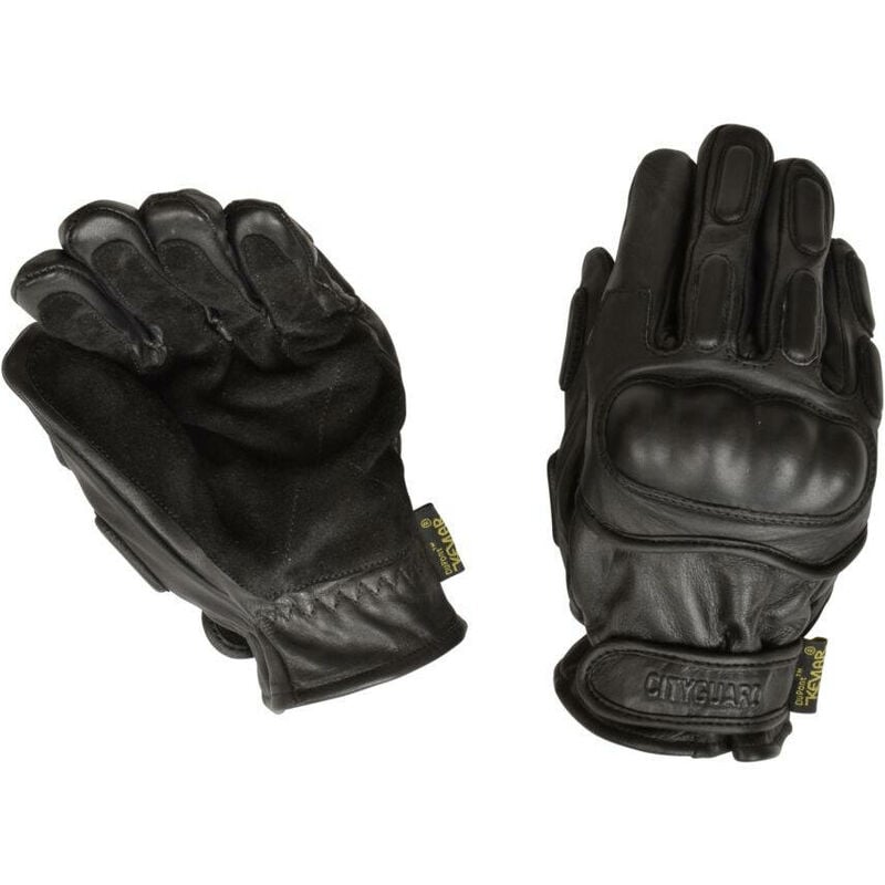 Gants d'intervention tout cuir coqués et kevlar CityGuard Noir L