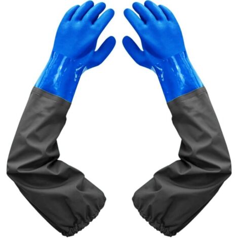 Gants en caoutchouc étanches 26 pouces Doublure floquante Poignets élastiques Pour nettoyage industriel et agriculture