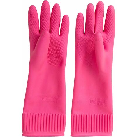 Gants en caoutchouc réutilisables imperméables pour le nettoyage de la vaisselle domestique, gant de cuisine antidérapant (moyen)