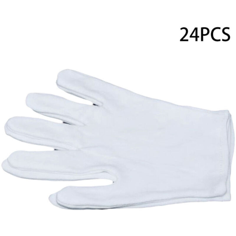 Gants en coton blanc, 24 pièces, cosmétiques hydratants pour les mains sèches, Inspection des bijoux et plus encore