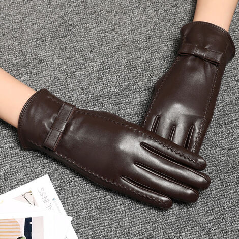 Gants en cuir pour femme en peau de mouton véritable, gants pour femme doublés Thinsulate chauds, gants d'hiver pour femme avec écran tactile