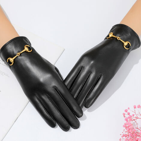 Gants en cuir pour femme en peau de mouton véritable, gants pour femme doublés Thinsulate chauds, gants d'hiver pour femme avec écran tactile