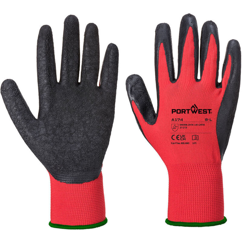 Latex-Handschuhe Flex Grip Rot/Schwarz 2XL – Größe 11