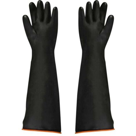 Gants en latex noir, 1 paire, 55 cm, résistant aux acides/alcalis/travail de sécurité industrielle, gants de protection