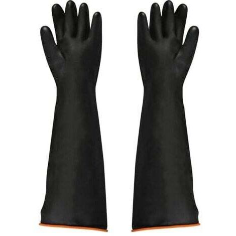 Gants en latex noir, 1 paire, 55 cm, résistant aux acides/alcalis/travail de sécurité industrielle, gants de protection