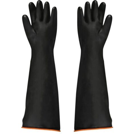 Gants en latex noir, 1 paire, 55 cm, résistant aux acides/alcalis/travail de sécurité industrielle, gants de protection