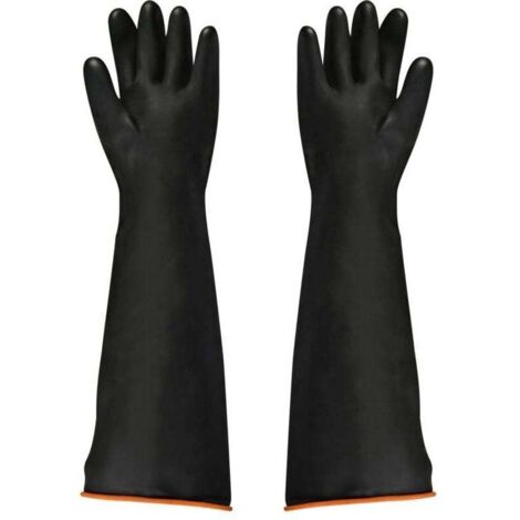 Gants en latex noir, 1 paire, 55 cm, résistants aux acides et aux alcalis, sécurité industrielle, gants de travail