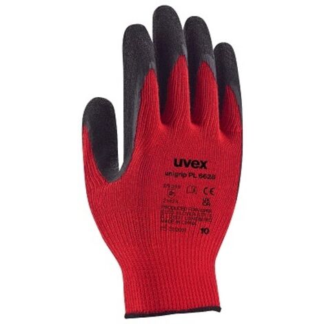 Gants en latex Uvex taille 8, Résistant à l'abrasion, Noir/rouge ( Prix pour 1 paire )
