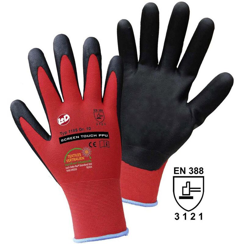 Gants en maille fine Taille 11 L+D Griffy 1185 Mélange nylon/élasthanne avec revêtement PPU
