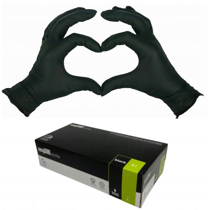 Gants en nitrile L 100 pcs. gants médicaux noirs non poudrés noirs