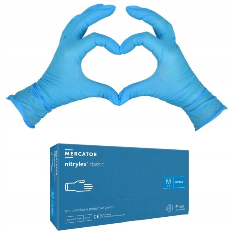 Gants en nitrile M 100 pcs. gants médicaux bleus non poudrés bleu