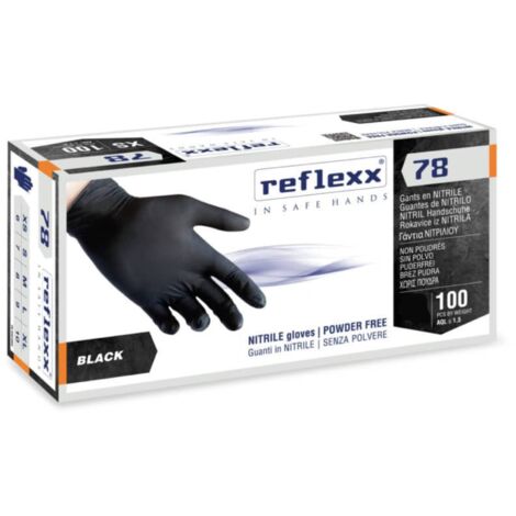 Gants en nitrile non poudrés Reflexx R78 noirs - M - Noir