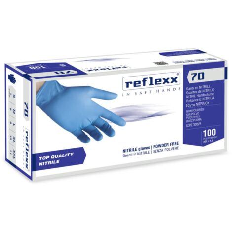 Gants en nitrile Reflexx R70 sans poudre 100 % sans latex 4,9 g Cat. 3 100 pièces M