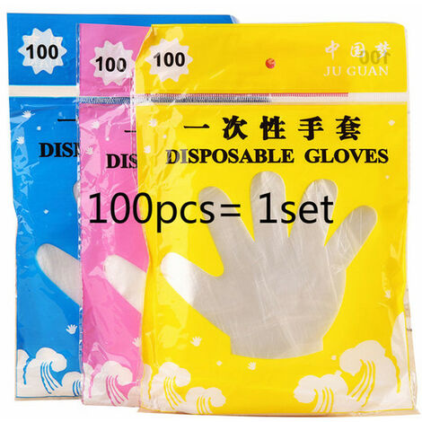 Gants en plastique jetables, outils de cuisine, 100 pièces/ensemble, gants alimentaires écologiques pour Restaurant BBQ, fruits et légumes,100pcs,CHINA