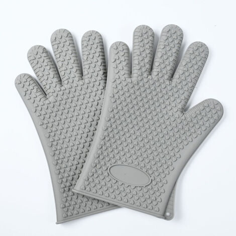 Gants en silicone, résistants aux hautes températures, isolants thermiques, anti-brûlures, imperméables, antidérapants, gants à cinq doigts pour four à micro-ondes/four traditionnel (une paire)