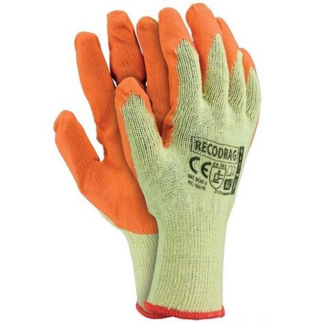 GANTS EN TRICOT CAOUTCHOUC RECODRAG ORANGE - 12 PAIRES - REK RECO P