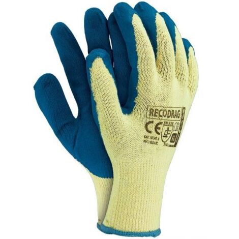 GANTS EN TRICOT ENDUITS DE CAOUTCHOUC BLEU RECODRAG - 12 PAIRES - REK RECO N