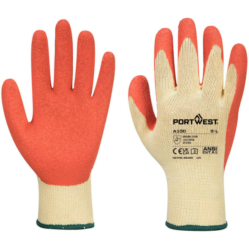 Latex-Beschichtete orange Handschuhe S - Größe 7