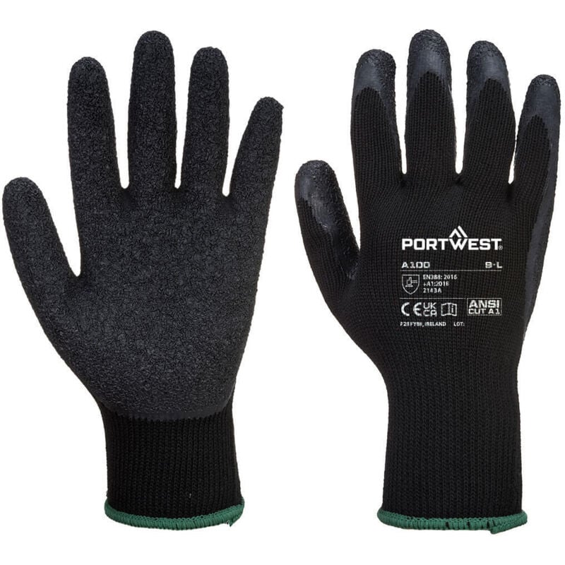 Latexbeschichtete schwarze Handschuhe M - Größe 8