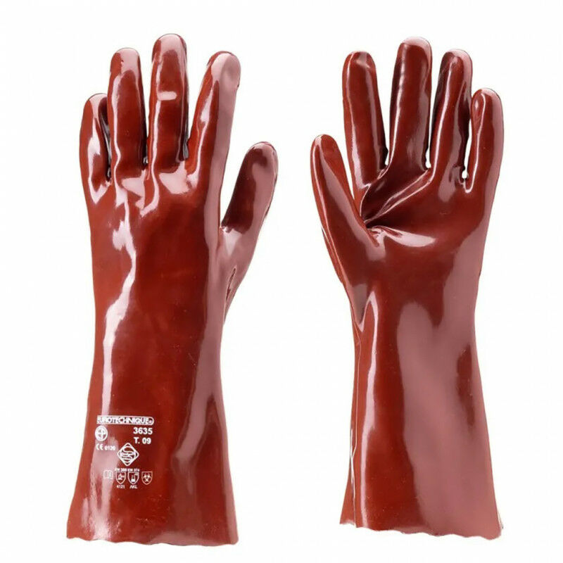 eurotechnique - gants enduit pvc rouge 35cm - taille: 10