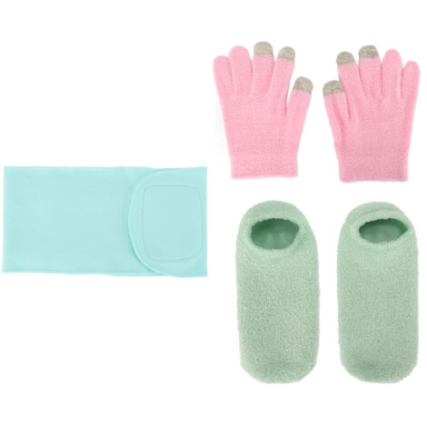 Gants et Chaussettes Hydratants Spa avec Gants Tactiles - Masque pour le Cou et Gommage Réutilisable