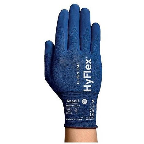 Gants HYFLEX® 11-819 ESD sachet de 12 paires taille 9 - ANSELL