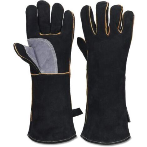 Gants ignifuges haute température, cuir, coutures Kevlar, adaptés pour cheminée, cuisinière, four, gril, soudage, barbecue, MIG, gants d'isolation thermique