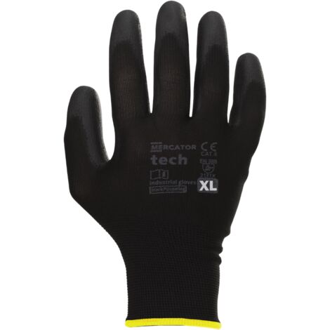 Gants industriel polyester et couche latex Noir taille XL Mercator 12 paires