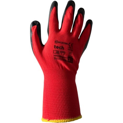 Gants industriel polyester et couche latex rouge taille XL Mercator 12 paires