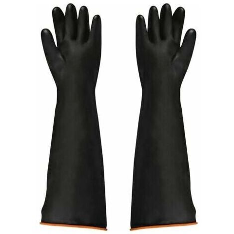 Gants industriels en latex noir résistants aux acides et aux alcalis Gants anti-chimiques brillants épaissis Industrie minière Agriculture Foresterie Pêche Protection du travail
