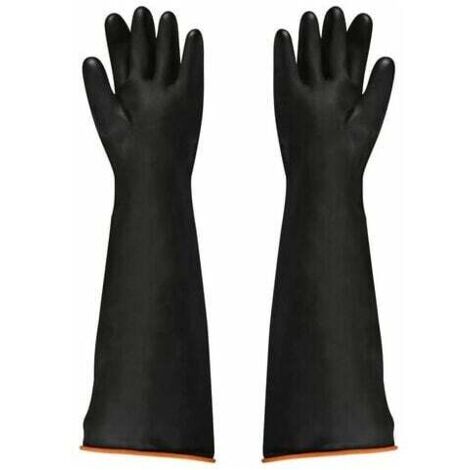 Gants industriels en latex noir résistants aux acides et aux alcalis Gants anti-chimiques brillants épaissis Industrie minière Agriculture Foresterie Pêche Protection du travail-Fei Yu