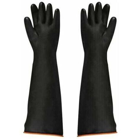 Gants industriels en latex noir résistants aux acides et aux alcalis Gants anti-chimiques brillants épaissis Industrie minière Agriculture Foresterie Pêche Protection du travail-Fei Yu
