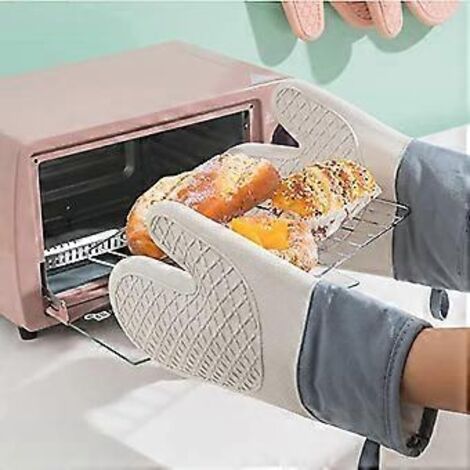 Gants isolants en silicone blanc SZTXJ (1 paire), maniques de cuisine en silicone, gants de cuisine imperméables et antidérapants en silicone, gants épais isolants et anti-effilochage