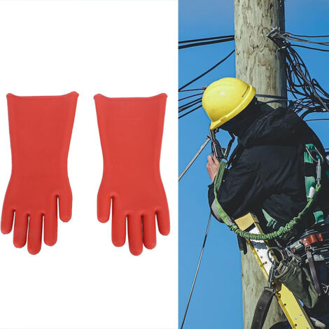 Gants Isolants , Gants en Caoutchouc Haute Tension 12KV pour électricien de Classe 00 , Gants Isolés électriques de 1 ,8 Mm D'épaisseur , pour les Travailleurs de Ligne , les