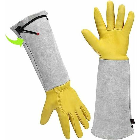 Gants de travail en cuir pour hommes et femmes, gants de jardinage en peau  de chèvre, jaune, 1 paire (grand) : : Mode