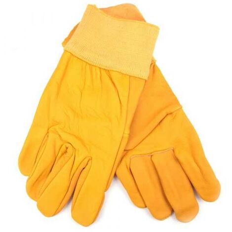 Gants jaune. Cuir et jardin. Taille 10. HanderGreen®