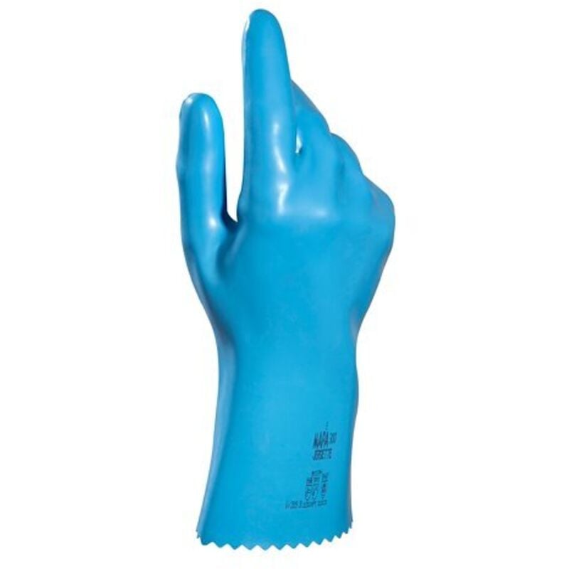 Gants de ménage latex Mapa Jersette 300 bleu - La paire - taille 6 - Lot de 5