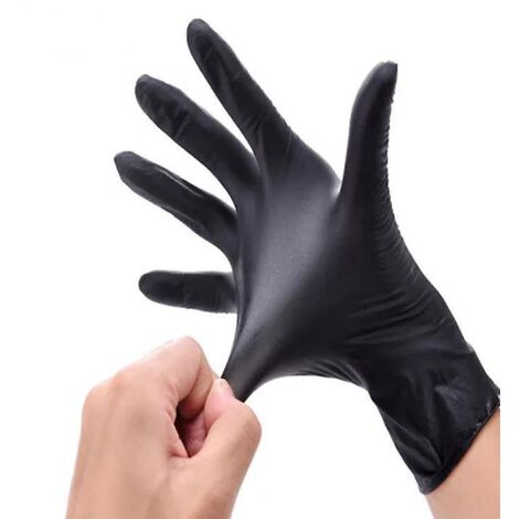gants Jetables En Nitrile, Noirs Paquet De 20 Taille L Sans Latex Ni Poudre, Conviennent Pour Le Contact Alimentaire, Diverses Applications, Prote