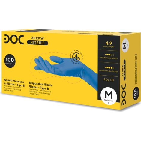 Gants jetables en nitrile sans poudre Gardening Doc Zero -  - Bleu clair