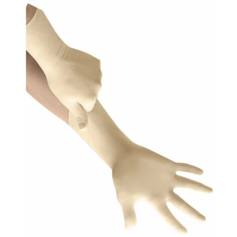 Gants Jetables Latex Non Poudrés, Gant Très Fin et Ambidextre, Protection Chimique, Mécanique, Industrie Alimentaire, Gants Usage Unique Haute Qualité, 10 paires，KoleZy
