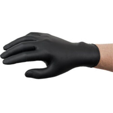 Gants jetables nitrile non poudré noir - Boîte de 100 gants - taille XL - Maxiburo