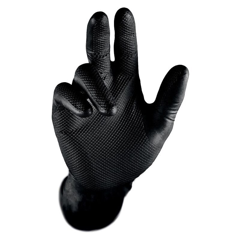 Gant jetable 246BK en nitrile Noir, non poudré avec poignée texturée - 6 mil (0,15 mm). Boîte de 50 gants Taille 10 PIP