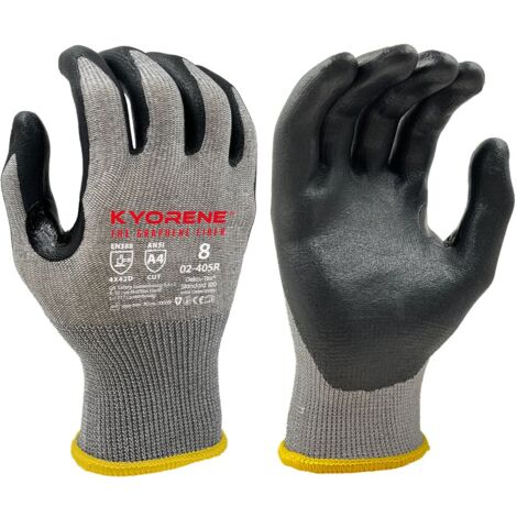 Gants KYORENE 02-405R taille 9, Résistant aux coupures, 12 Paires, Noir, gris ( Prix pour Paquet de 12 Paires )