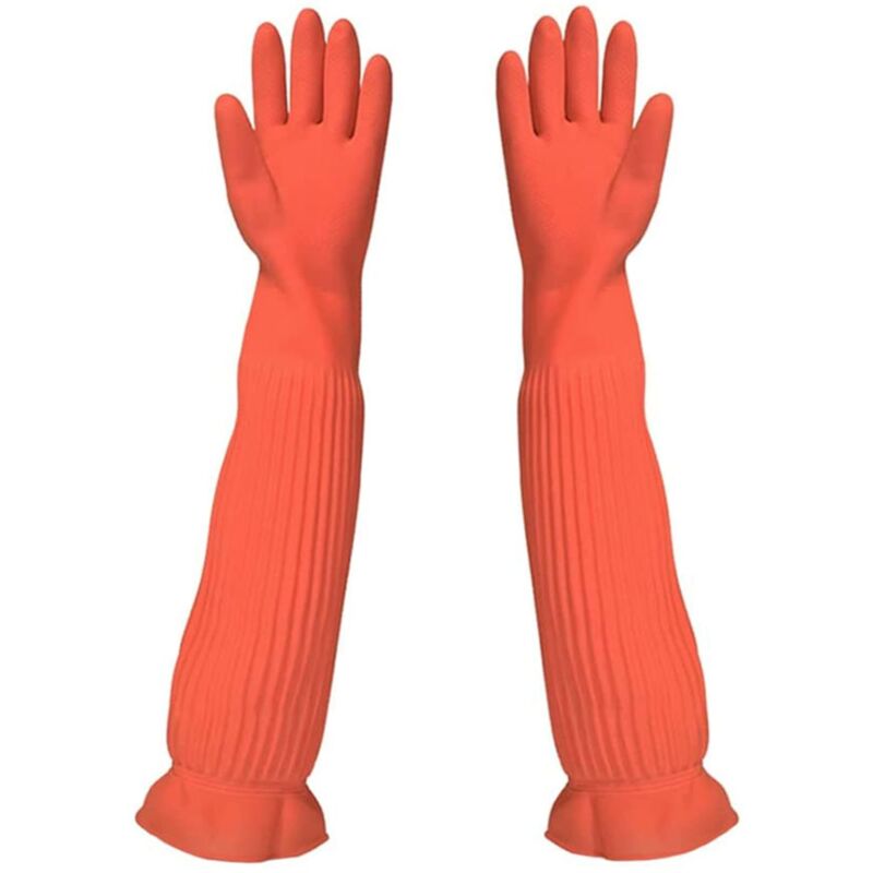 Gants Longs de Vaisselle en Caoutchouc, Gants de Ménage à Manche Longue, Gants de Nettoyage de Cuisine (m)