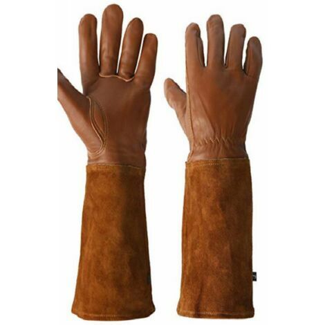 Gants longs en peau de mouton marron café gants de travail de jardin gants anti-coupure anti-couteau pour outil de soudage