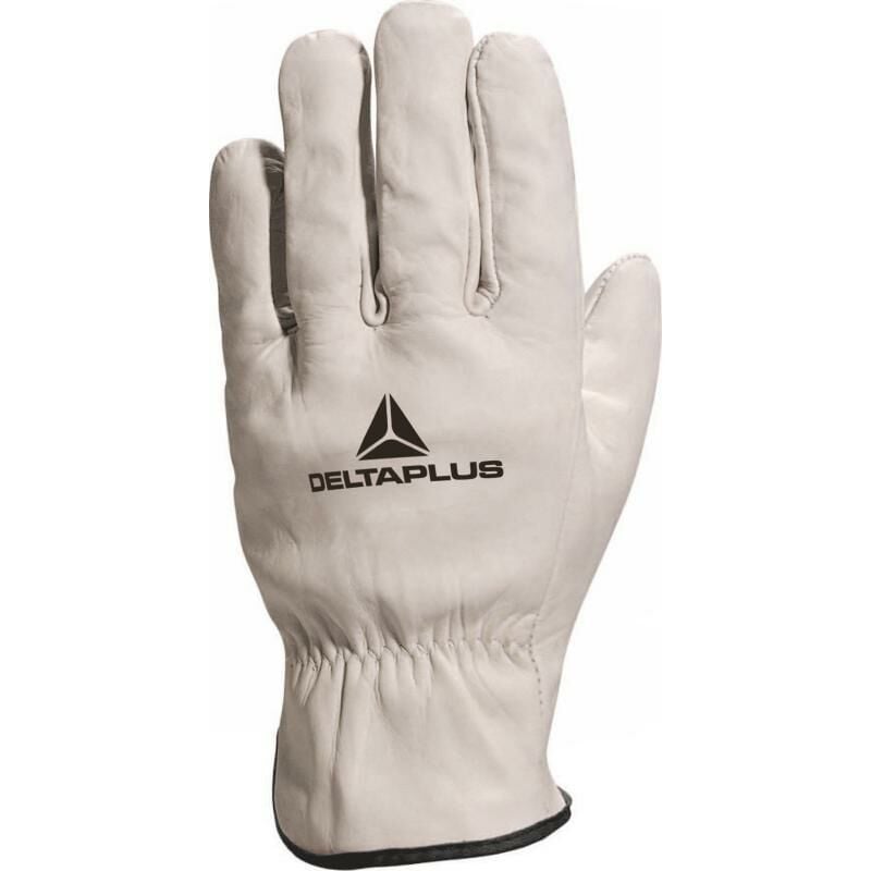 GANT TOUT FLEUR DE BOVIN GRIS LISERE ROUGE -FBN490 - Taille gants - T11 - Beige - Delta Plus