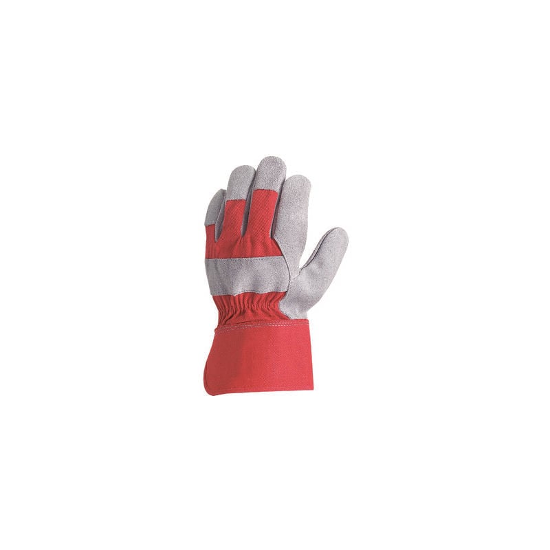 Lot de 12 - Gants Manutention docker croûte vachette - toile rouge Taille 11
