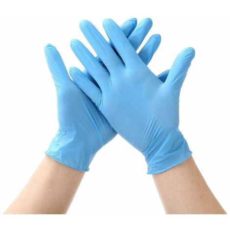 Gants Médicaux en Nitrile Jetables, Sans Poudre, Bleu, Taille L (Paquet de 50 Pièces)