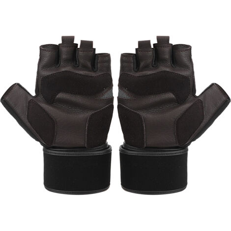 Gants Mi-Doigts en Peau de Daim avec Attache Poignet pour Sport et Fitness (Taille M)