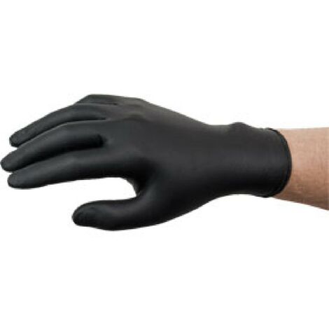 Gants nitrile jetables noirs non poudres T7-8 - boite de 100 - Taille SM